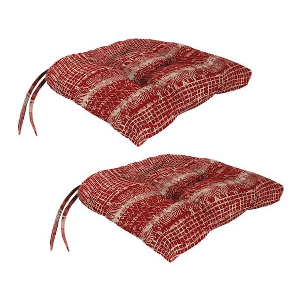 Jordan Manufacturing 17 in. L x 18 in. W x 3 in. T Rectangular Tufted Outdoor Wicker Seat Cushion in Everest Caramel (2-Pack)