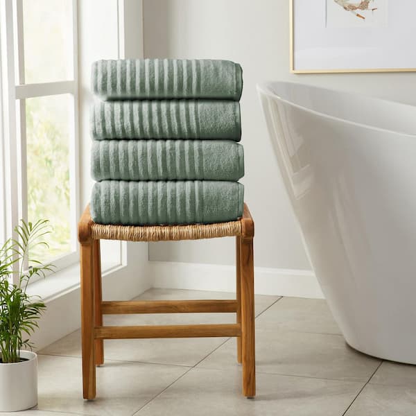 Eucalyptus Premium Cotton Ribbed Textured 4-Pack Bath Towel Set