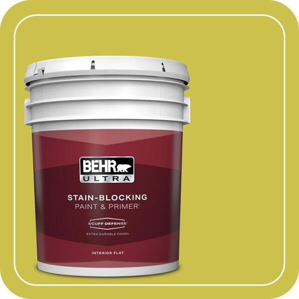 BEHR ULTRA 5 Gal. #P340-5A Cilantro Lime Extra Durable Flat Interior Paint and Primer