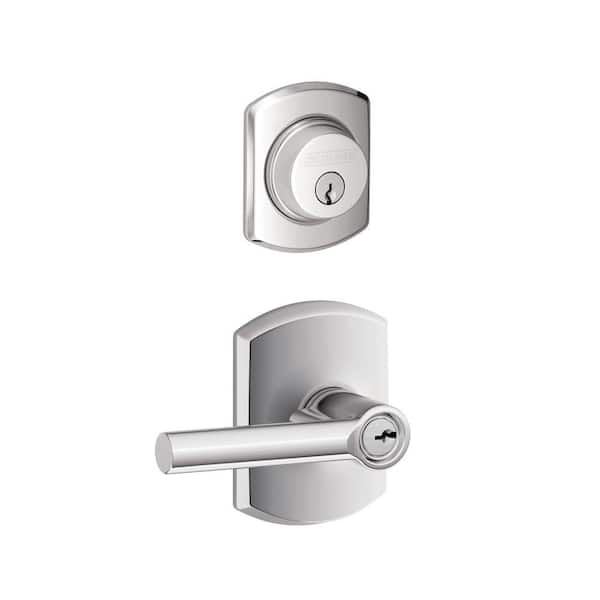 Greenwich Bright Chrome Single Cylinder Deadbolt with Broadway Entry Door Lever Combo Pack Greenwich Bright Chrome Single Cylinder Deadbolt with Broadway Entry Door Lever Combo Pack