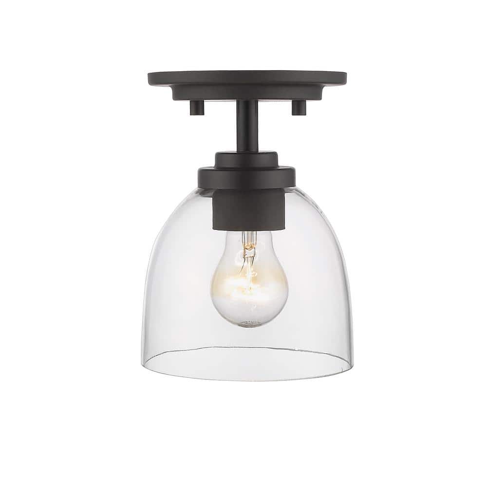 Bronze and Clear Glass 6" Indoor/Outdoor Flush Mount Light