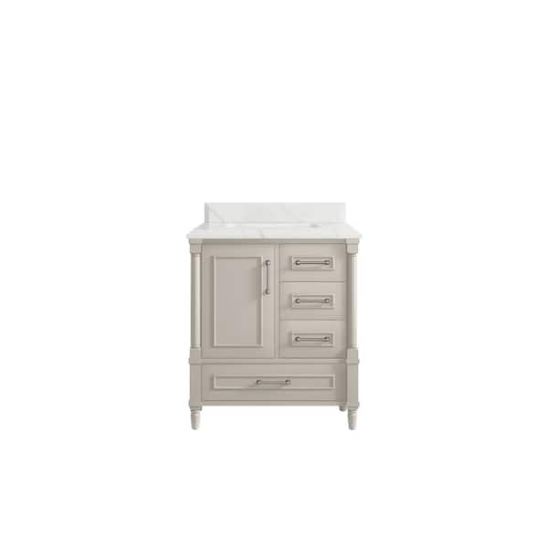 Willow Collections Hudson 30 in. W x 22 in. D x 36 in. H Single Sink Bath Vanity Center in Fine Grain with 1.5 in. Calcutta Laza Qt. Top