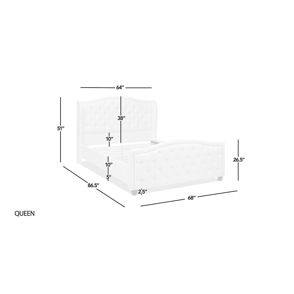 Fontana Queen Antique White Tufted Upholstered Platform Bed