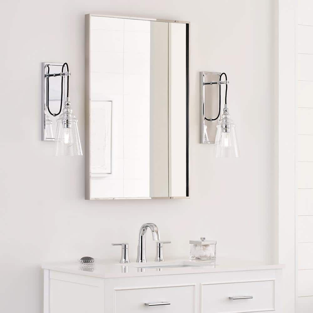 Chrome Dimmable Clear Seeded Glass Wall Sconce