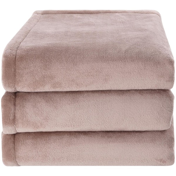 Heated Electric Throw Blanket, 84 in. x 90 in. Queen Size, Flannel Heating Blanket, Electric Blanket (Beige)