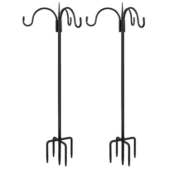 Unbranded 91 in. Black Metal Three Shepherd Hooks (2-Pack)