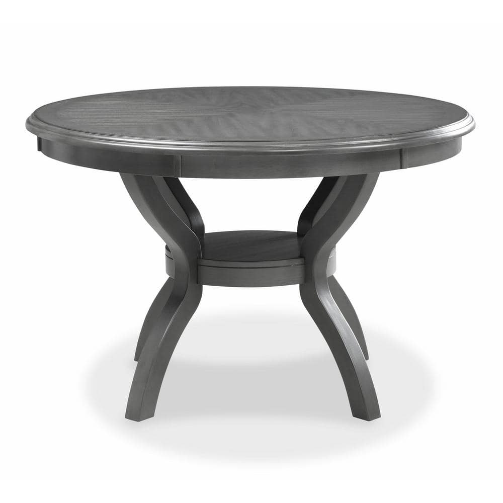 Gray Round Solid Wood Dining Set with Cushioned Chairs