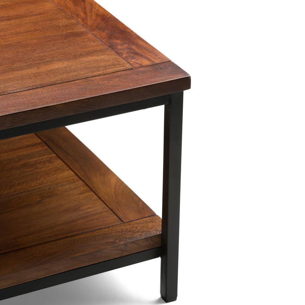 Modern Industrial Black Metal Square Coffee Table with Storage
