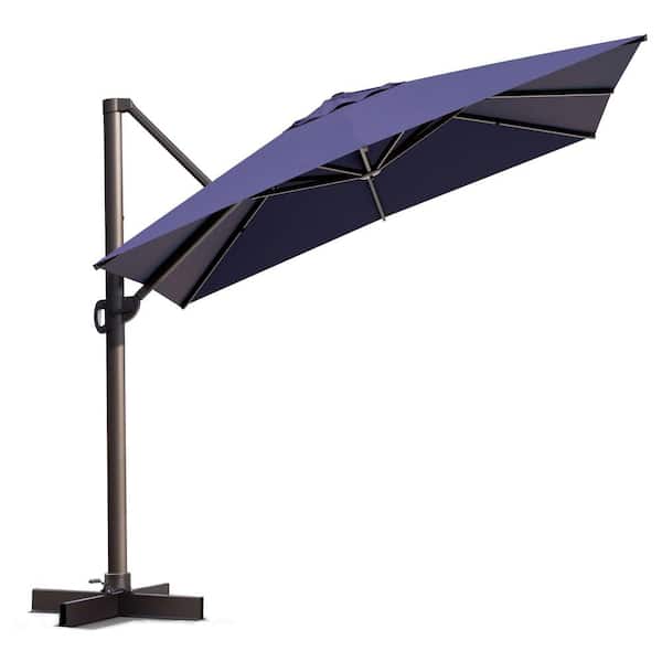 Crestlive Products 10 ft. Square Offset Umbrella Outdoor Cantilever Umbrella in Navy Blue