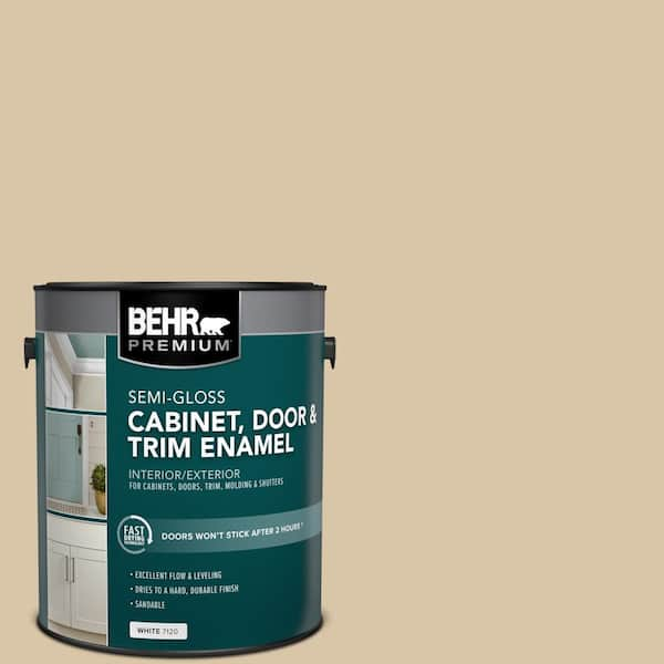 BEHR PREMIUM 1 Gal. #MQ2-23 Almond Butter Semi-Gloss Enamel Interior ...