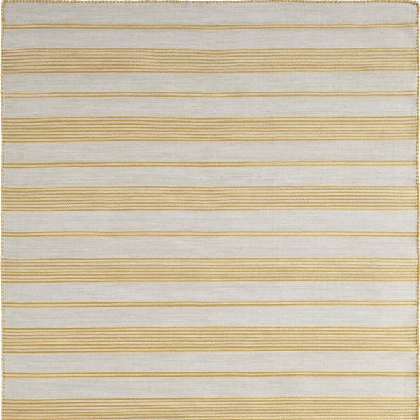 10 X 14 Yellow, Ivory Striped Area Rug