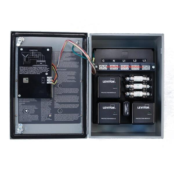 Leviton 1 8 Volt 3 Phase Wye Surge Panel With Replaceable Surge Modules Gray 521 M3 The Home Depot