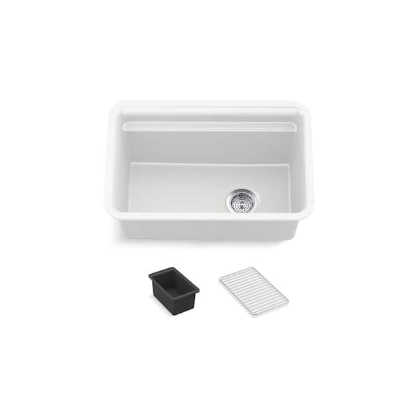 Cairn 18-5/16 in. x 27-1/2 in. x12-5/8 in. Composite Undermount Utility Sink in Matte White