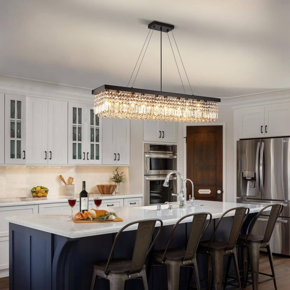 47 in. 10-Light Black Modern Crystal Chandelier for Dining Room and Living Room price history on PriceWatchPro