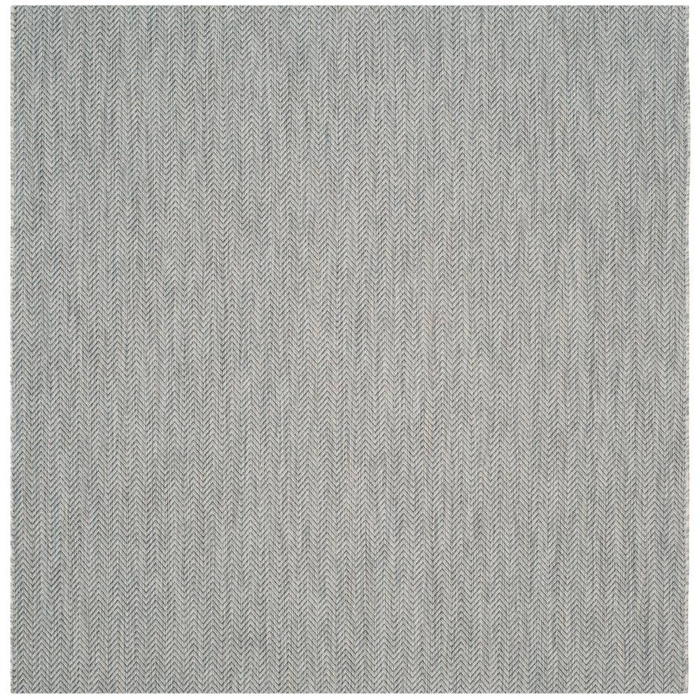 R068022 Rug SAFAVIEH Courtyard Gray/Navy 8 ft. x 8 ft. Solid Color Chevron Indoor ...