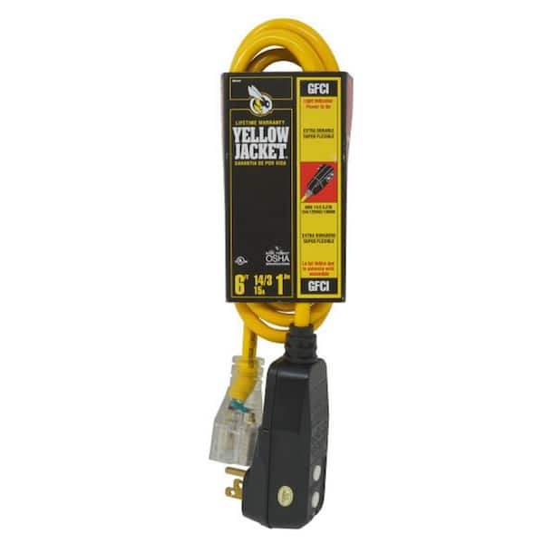 Yellow Jacket 6 ft. 14/3 SJTW Right Angle GFCI Medium-Duty Extension Cord with Power Light Plug