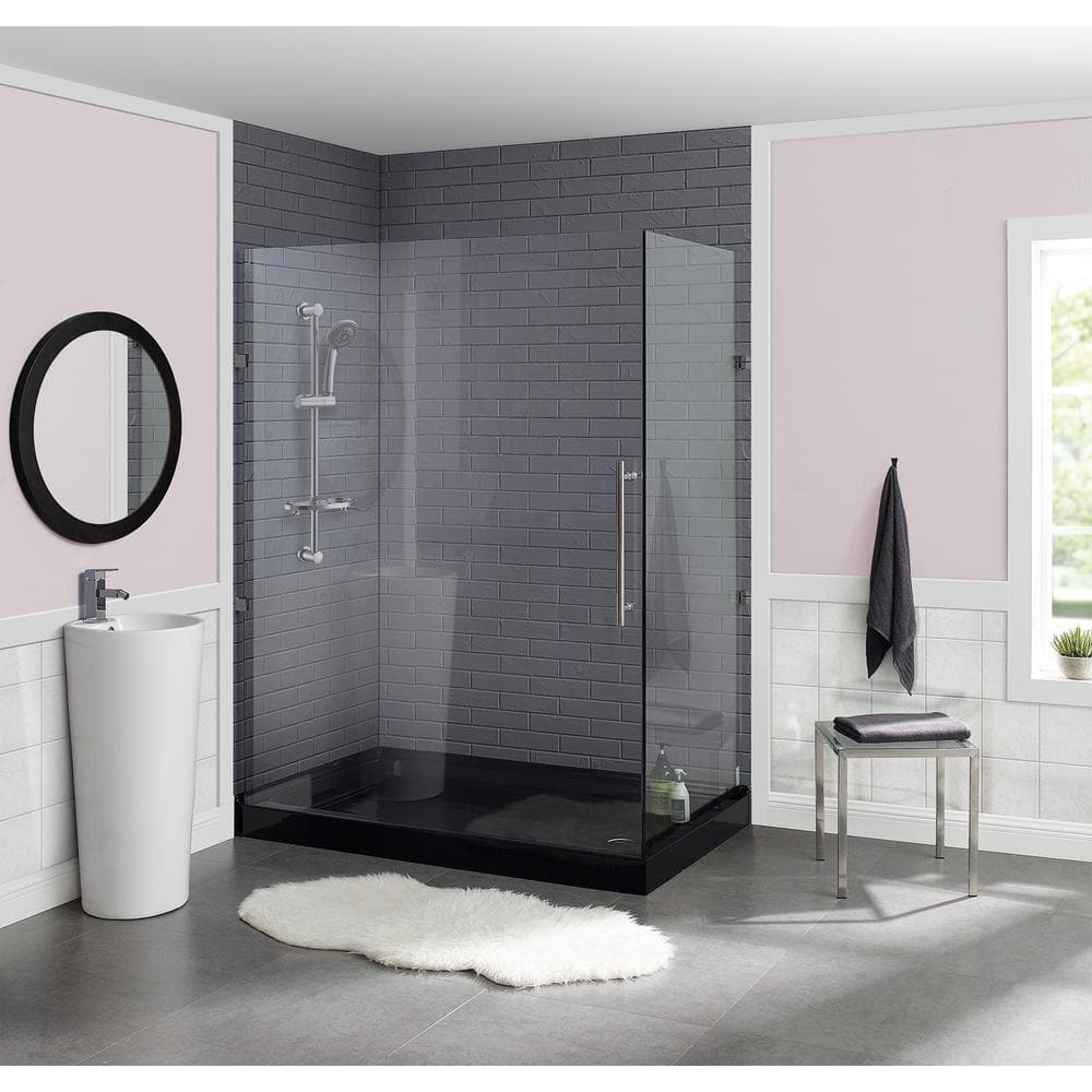 Voltaire 60" x 36" Black Acrylic Single-Threshold Shower Base