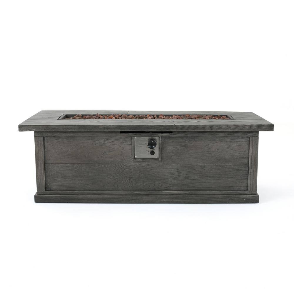 56.1 in. W x 19.1 in. H Outdoor Gray Wood Pattern Rectangular 500000 BTU Fire Pit Table for Outside, Patio and Garden price history on PriceWatchPro