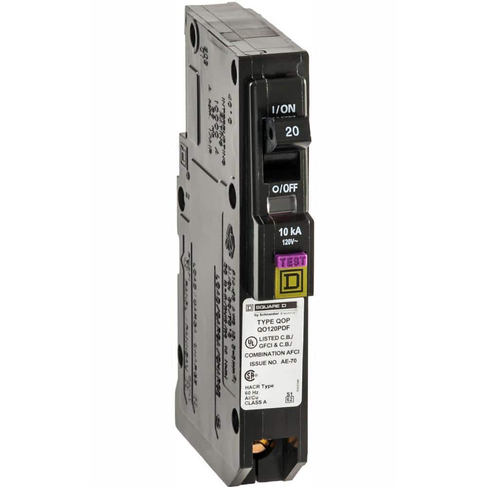 Square D QO 20-Amp Single-Pole Plug-On Neutral Dual Function CAFCI