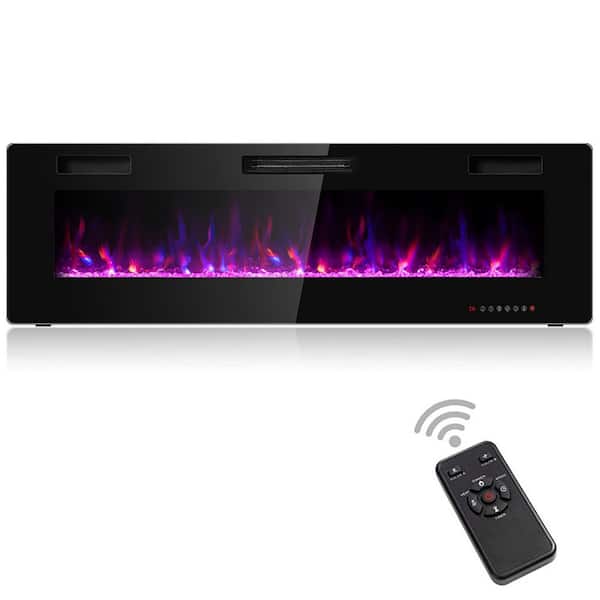 60 in. Freestanding Versatile Installation Electric Fireplace in Black with 2-Heat Settings