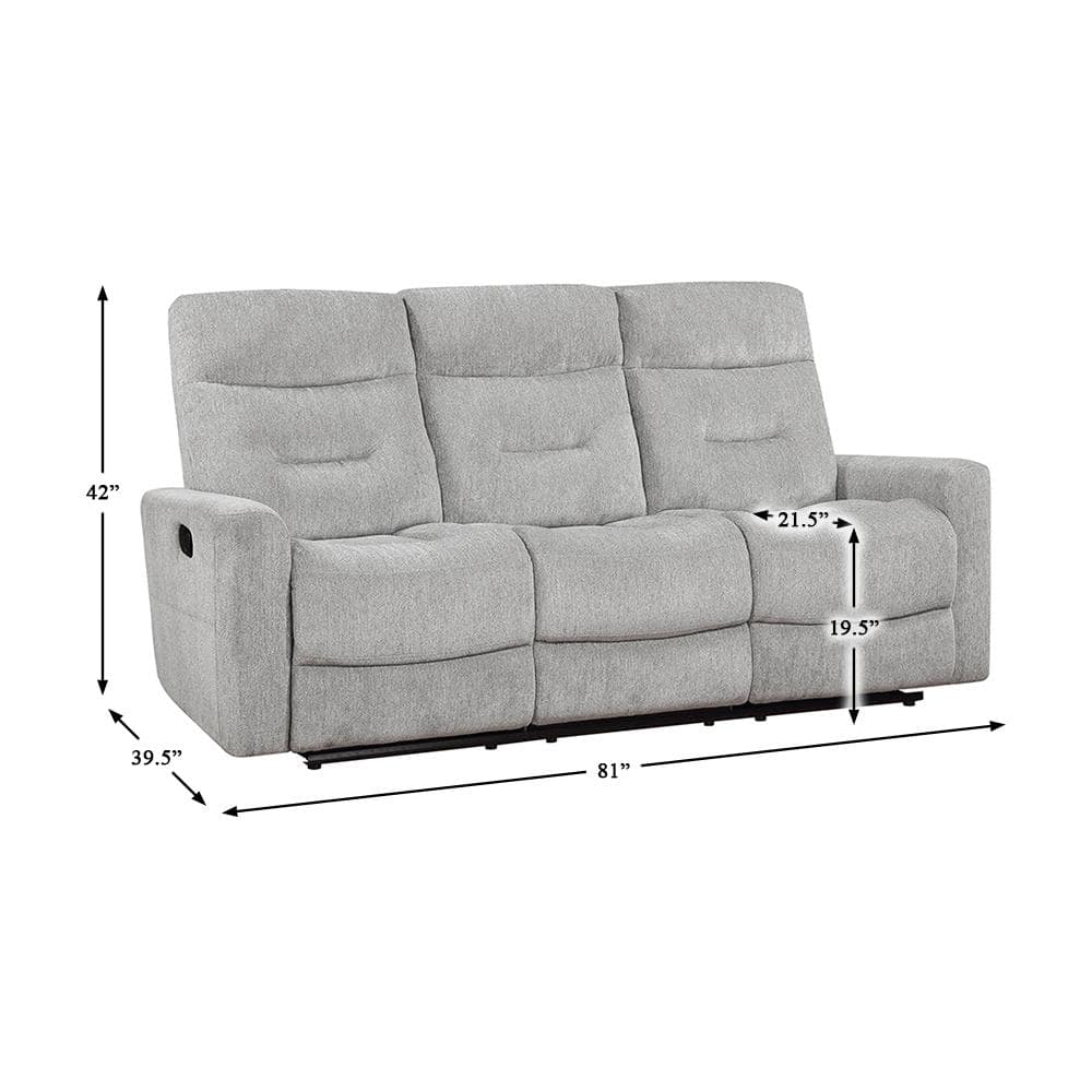 Gray Chenille Lawson Reclining Sofa with Track Arms
