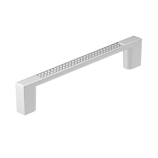 Merritt Collection 3-3/4 in. (96 mm) Modern Chrome and Crystal Rectangular Cabinet Bar Pull