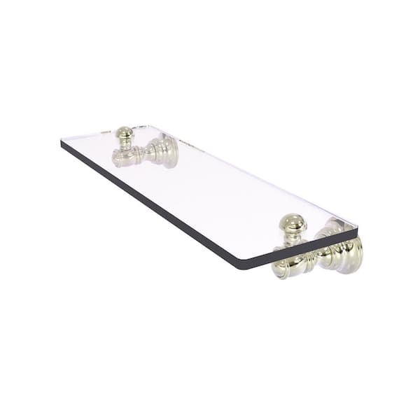 Allied Brass Carolina Collection 16 in. W x 2.4 in. H x 5.54 Glass Rectangular Shelf in Polished Nickel