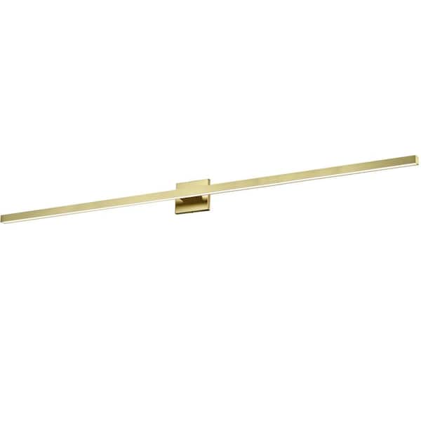 Dainolite Arandel 47.5 in. 1-Light Aged Brass Integrated LED Vanity Light Bar with Dimmable Light