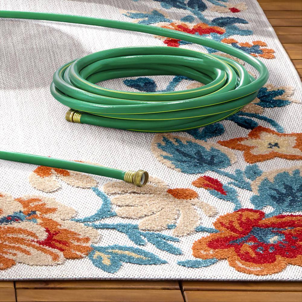 Hibiscus Bloom Grey/Red/Blue Floral Synthetic Rectangular Area Rug