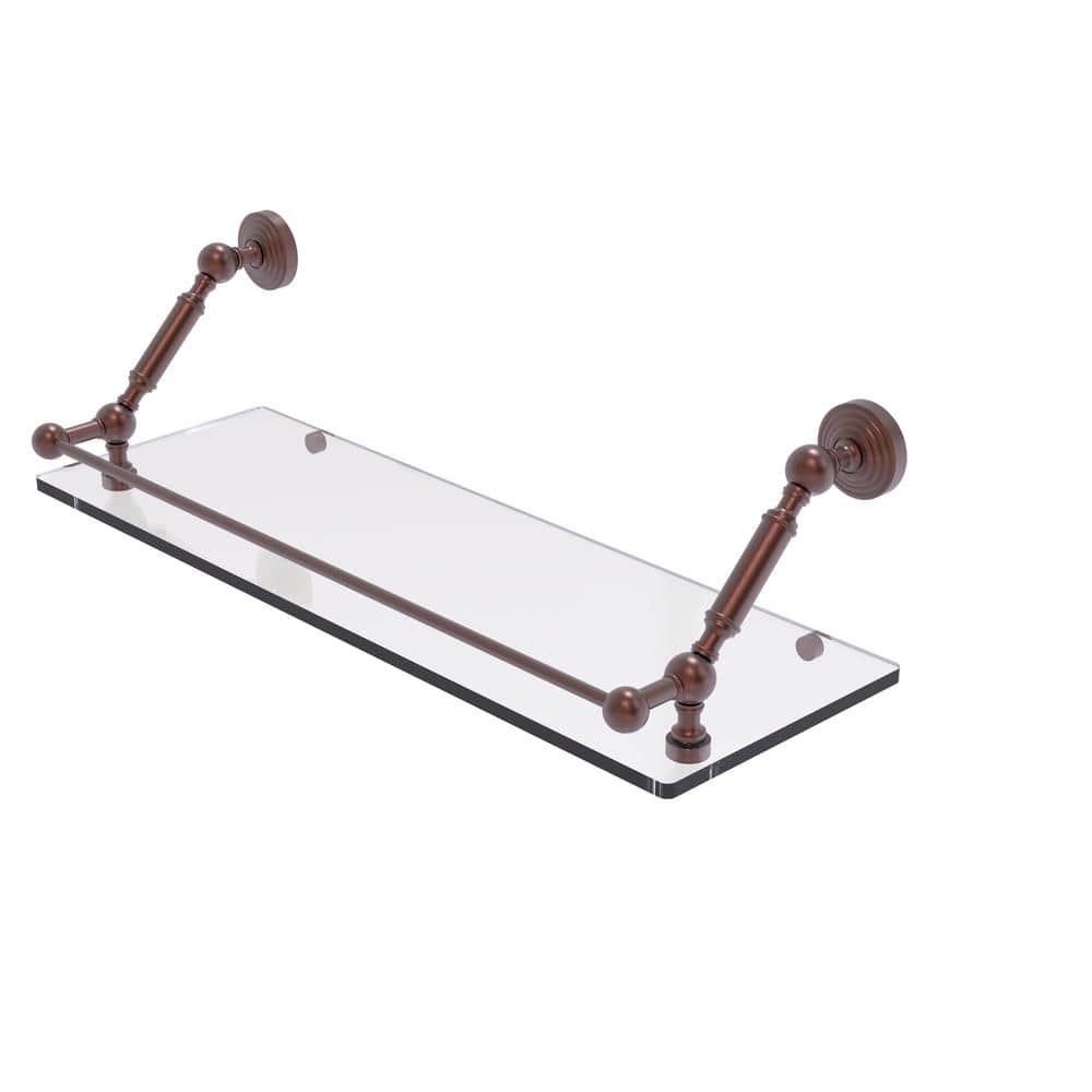 Waverly Place 24 in. W x 7.3 in. H x 8 in. D Glass Rectangular Shelf in Antique Copper with Gallery Rail price history on PriceWatchPro