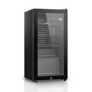 15.75 in. Single Zone Beverage and Wine Cooler in Black with Double Glass Door and Adjustable Shelving