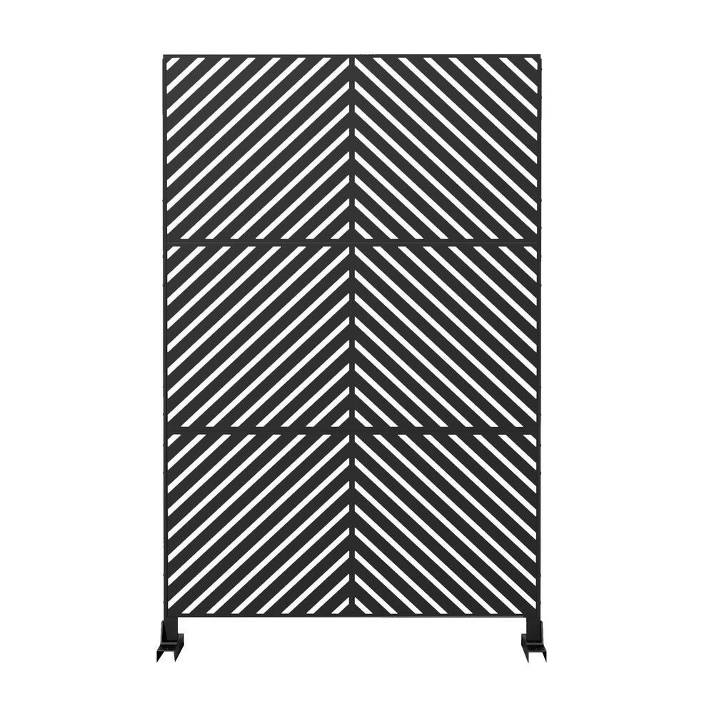 Tunearary 76 in. Black Outdoor Galvanized Steel Privacy Screen Garden