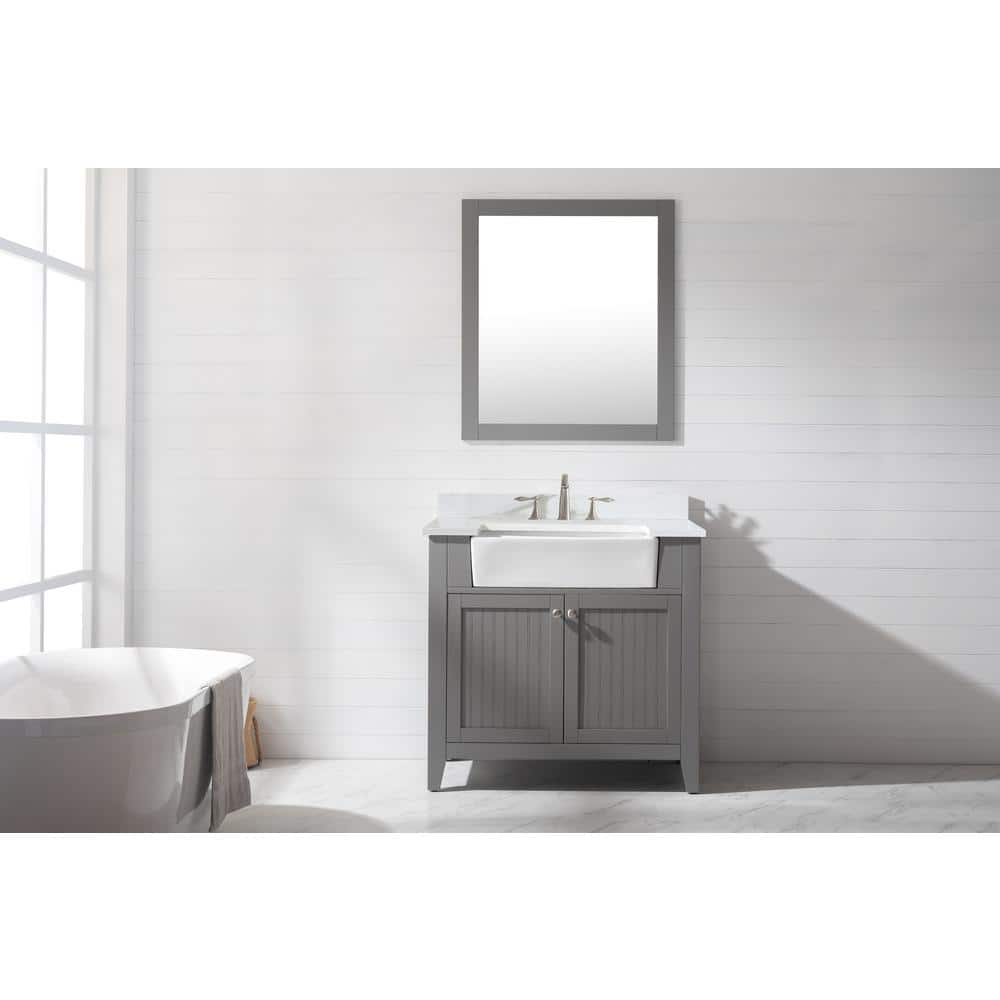 Burbank 36" Gray Birch Vanity with Carrara Marble Top