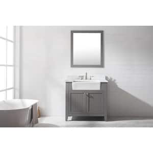 Burbank 36 in. W x 22 in. D Single Sink Bath Vanity in Gray with White Quartz Top
