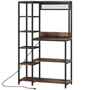 Bachel Brown Baker's Rack Power Outlets 8-Tier Microwave Stand Storage Shelves Kitchen Utility Organizer Home Office
