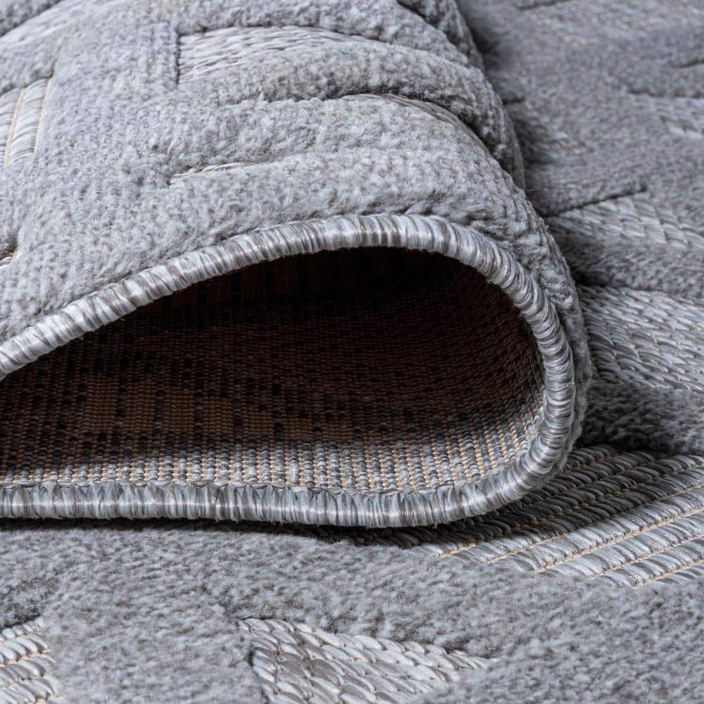 Talaia Light Gray Geometric Synthetic Indoor/Outdoor Rug