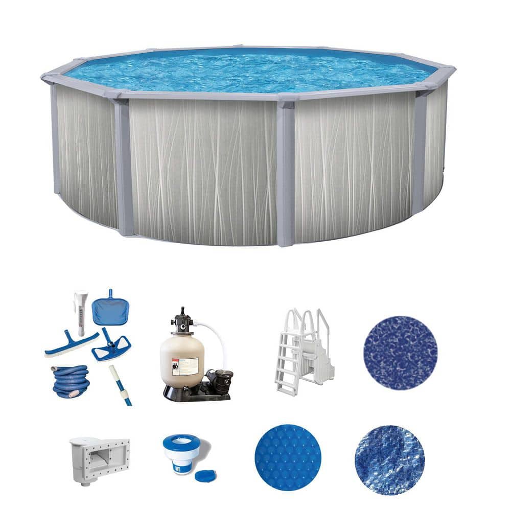 Marion 24 ft. Round 52 in. Deep Hard Sided Above Ground Deluxe Pool Package