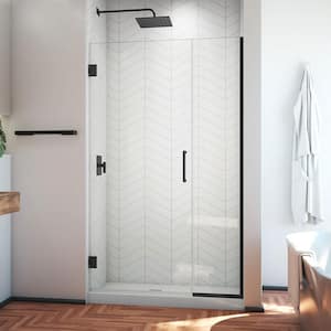 Unidoor Plus 44.5 to 45 in. x 72 in. Frameless Hinged Shower Door in Matte Black