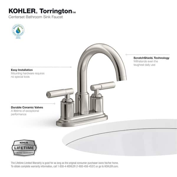 KOHLER Torrington 4 in. Centerset Double Handle Bathroom Faucet in
