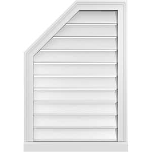 22 in. x 32 in. Octagonal Surface Mount PVC Gable Vent: Functional with Brickmould Sill Frame