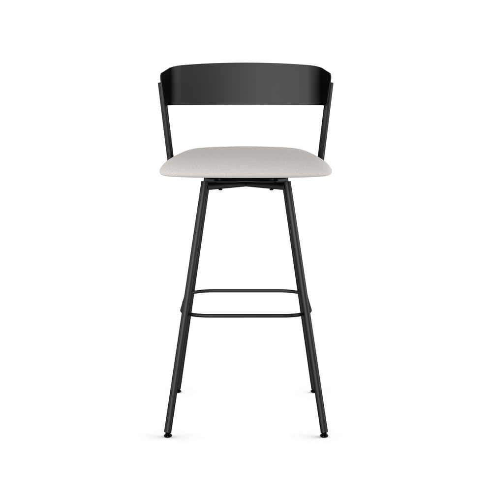 Ludwig Light Grey Swivel Counter Stool with Black Metal Frame