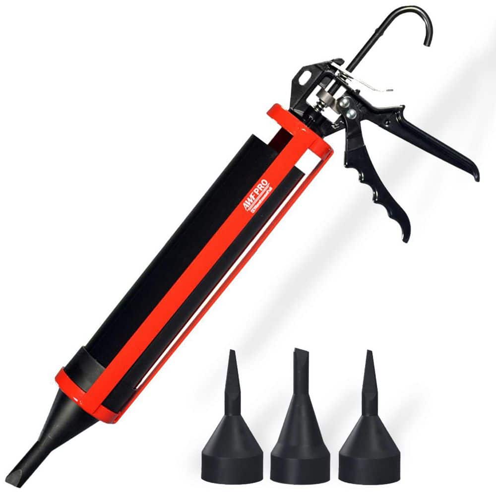 32 oz. Mortar Pointing and Grout Caulk Gun with 12:1 Thrust and 4 Replaceme