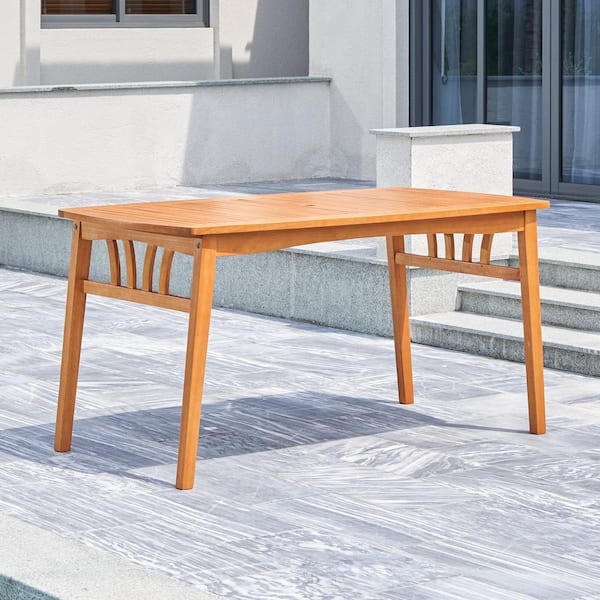 Unbranded Teak Eucalyptus Wood Outdoor Dining Table with Umbrella Hole AS 61