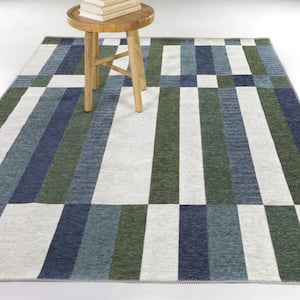 Huberto Blue 5 ft. x 7 ft. Stripe Area Rug