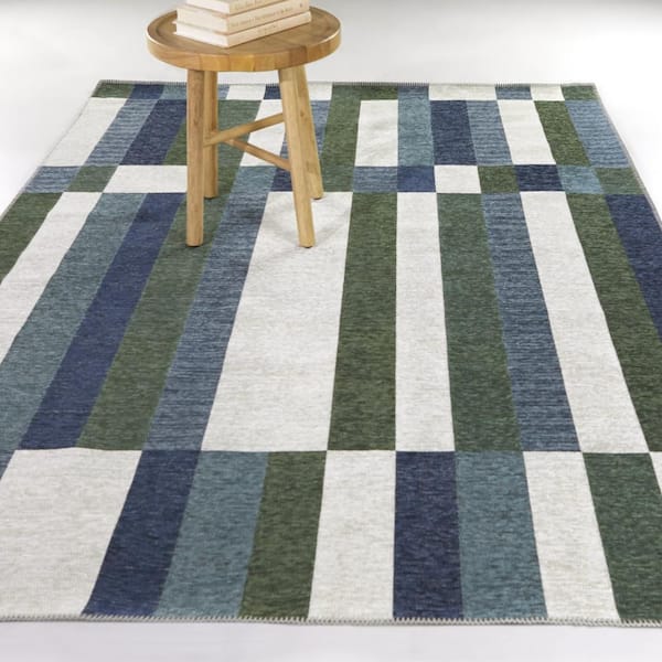 Huberto Blue 8 ft. x 10 ft. Stripe Area Rug