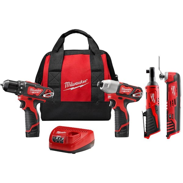 M12 12V Lithium-Ion Cordless Drill Driver/Impact Driver/Ratchet Combo Kit (3-Tool) with M12 Oscillating Multi-Tool