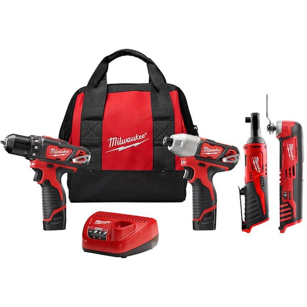 Milwaukee M12 12V Lithium-Ion Cordless Drill Driver/Impact Driver/Ratchet Combo Kit (3-Tool) with M12 Oscillating Multi-Tool