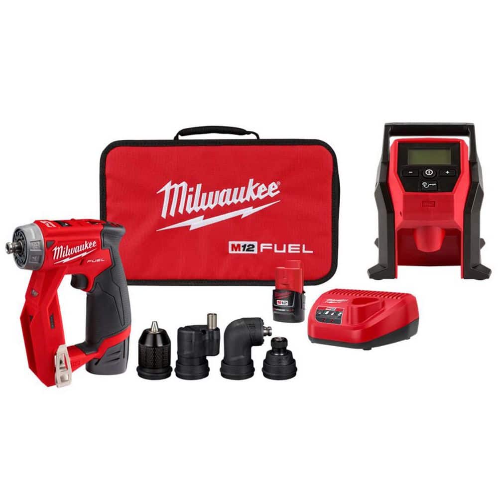 M12 FUEL 12V Lithium-Ion Brushless Cordless 4-in-1 Installation 3/8 in. Drill Driver Kit w 4-Tool Heads & M12 Inflator price history on PriceWatchPro
