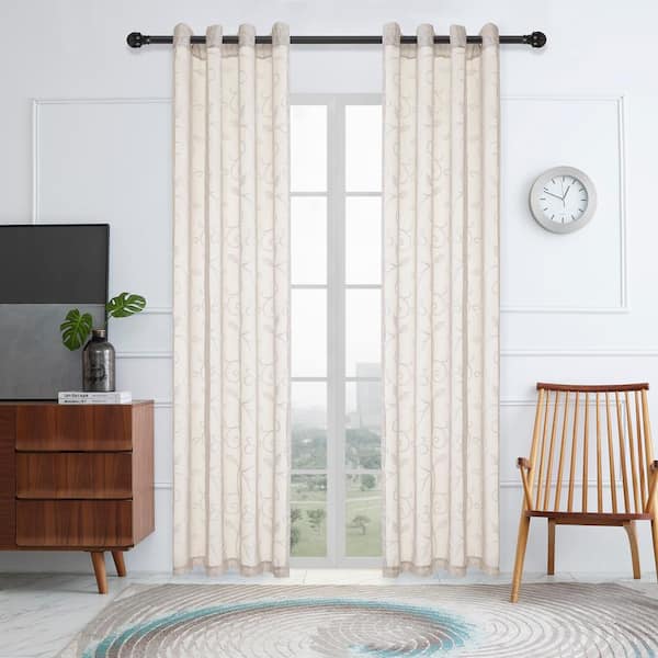 Lyndale Decor Clementi Oyster Sheer Curtain 52 in. W x 120 in. L