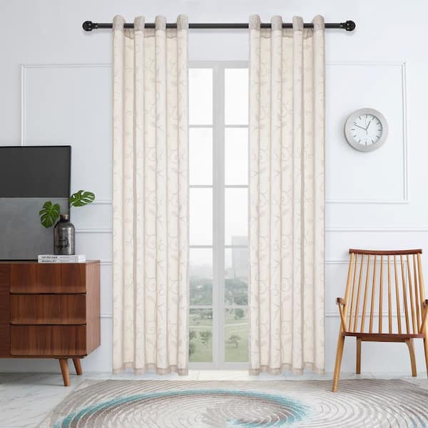 Lyndale Decor Clementi Oyster Sheer Curtain 52 in. W x 84 in. L
